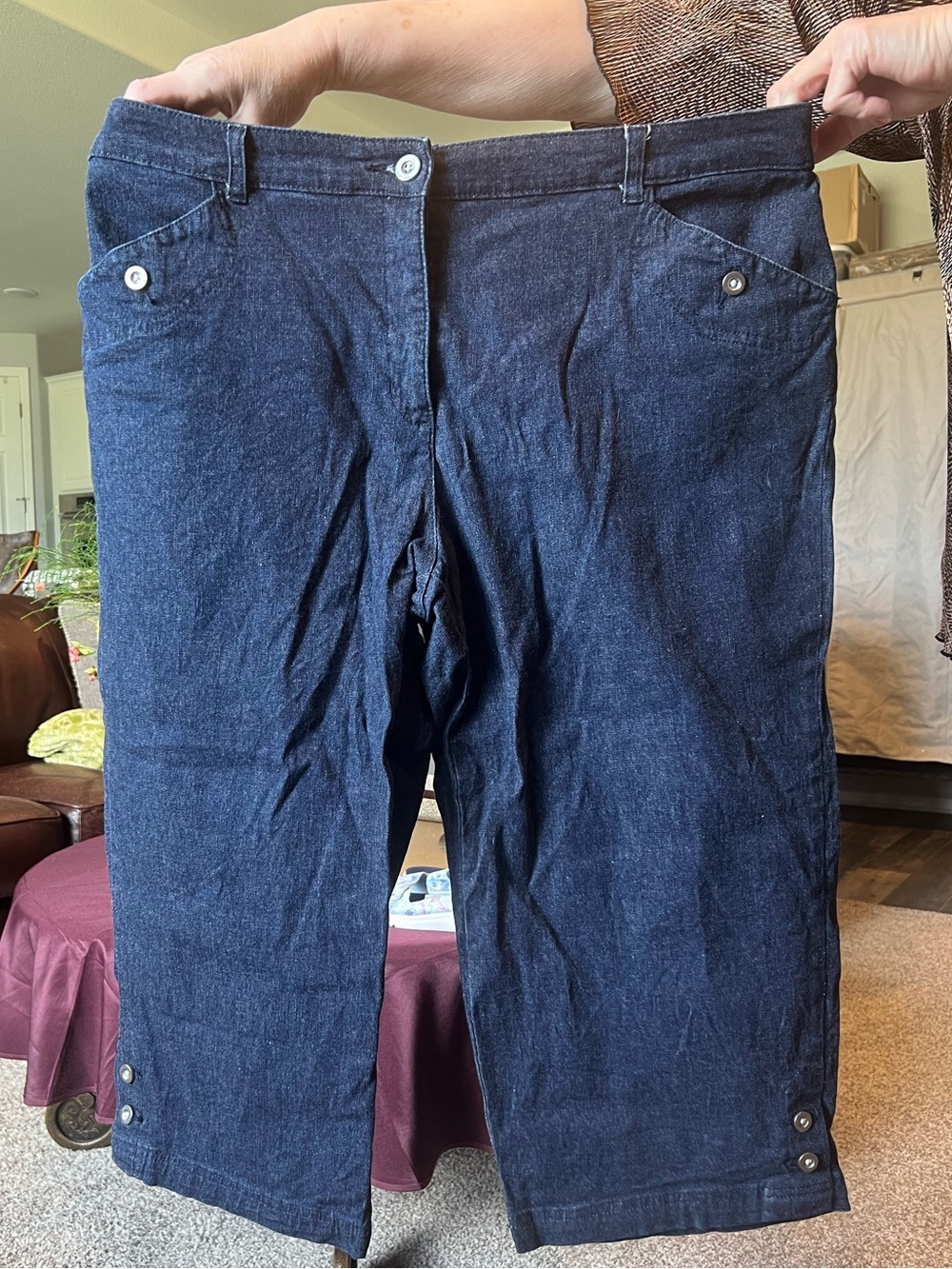 Karen Scott Dark Indigo Denim Capris